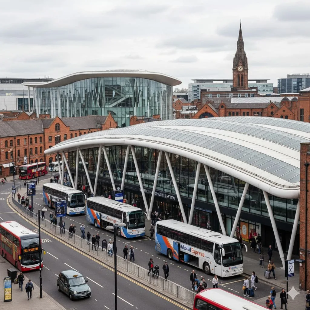 Birmingham Coach Station in Digbeth with modern facilities and clear route signage