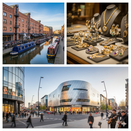 Birmingham's historic Jewellery Quarter with Victorian architecture and modern canal system